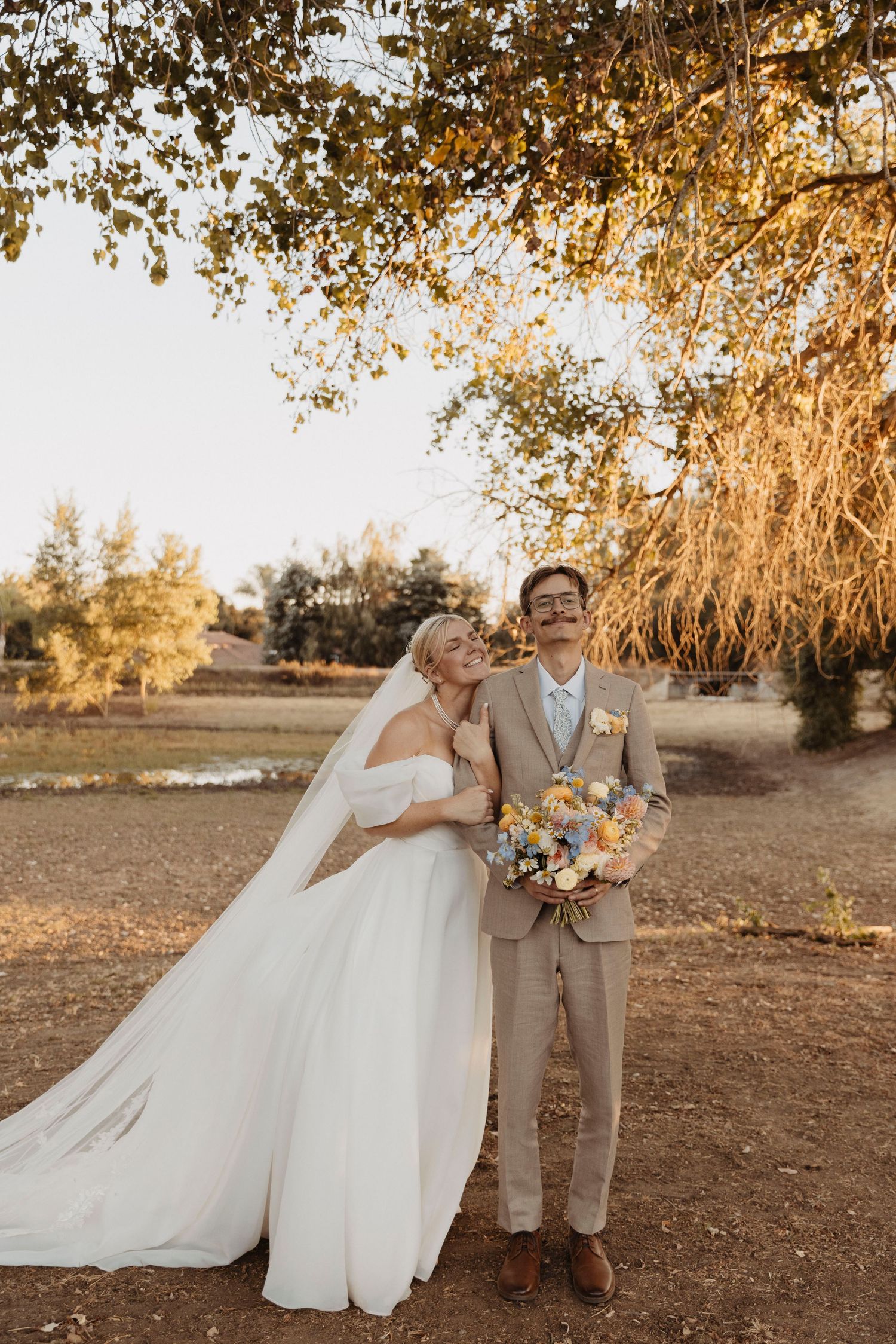 man and woman on their wedding day