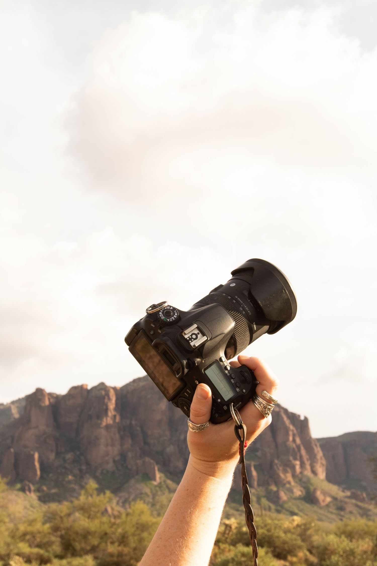 camera held by a woman's hand