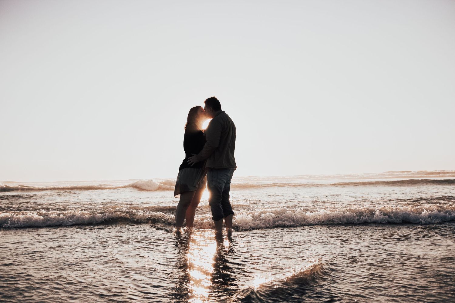 photo of couple on beach at sunset in Encinitas, California