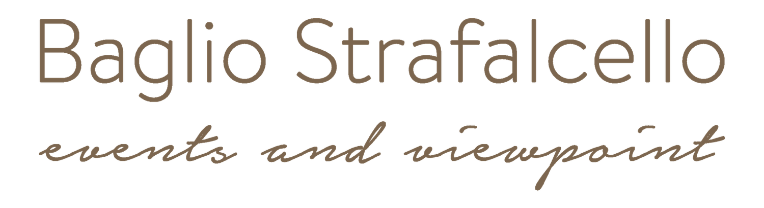 Baglio Strafalcello elegant logo with cursive tagline events and viewpoint in brown typography.
