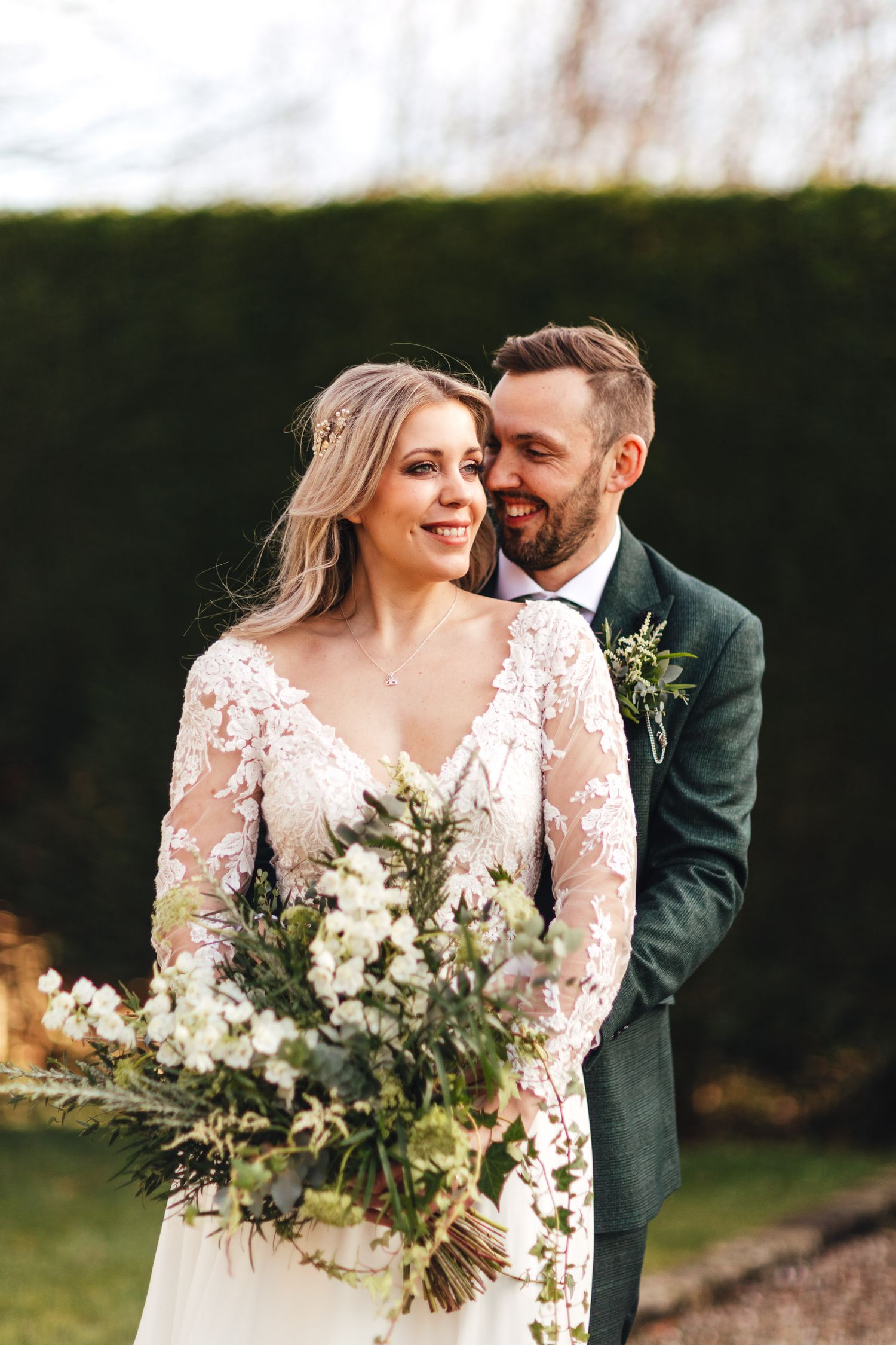 Romantic couple portrait at Falcon Manor Settle, timeless North Yorkshire wedding photography with natural light