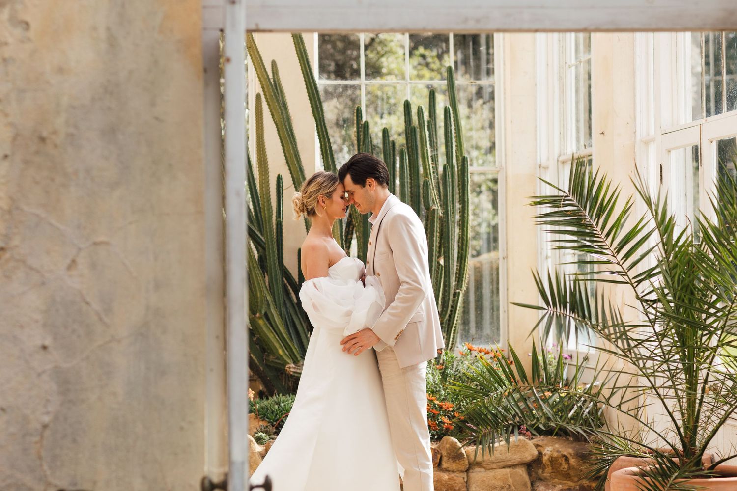 Elegant Syon Park London wedding photography, intimate couple portrait in soft natural spring light