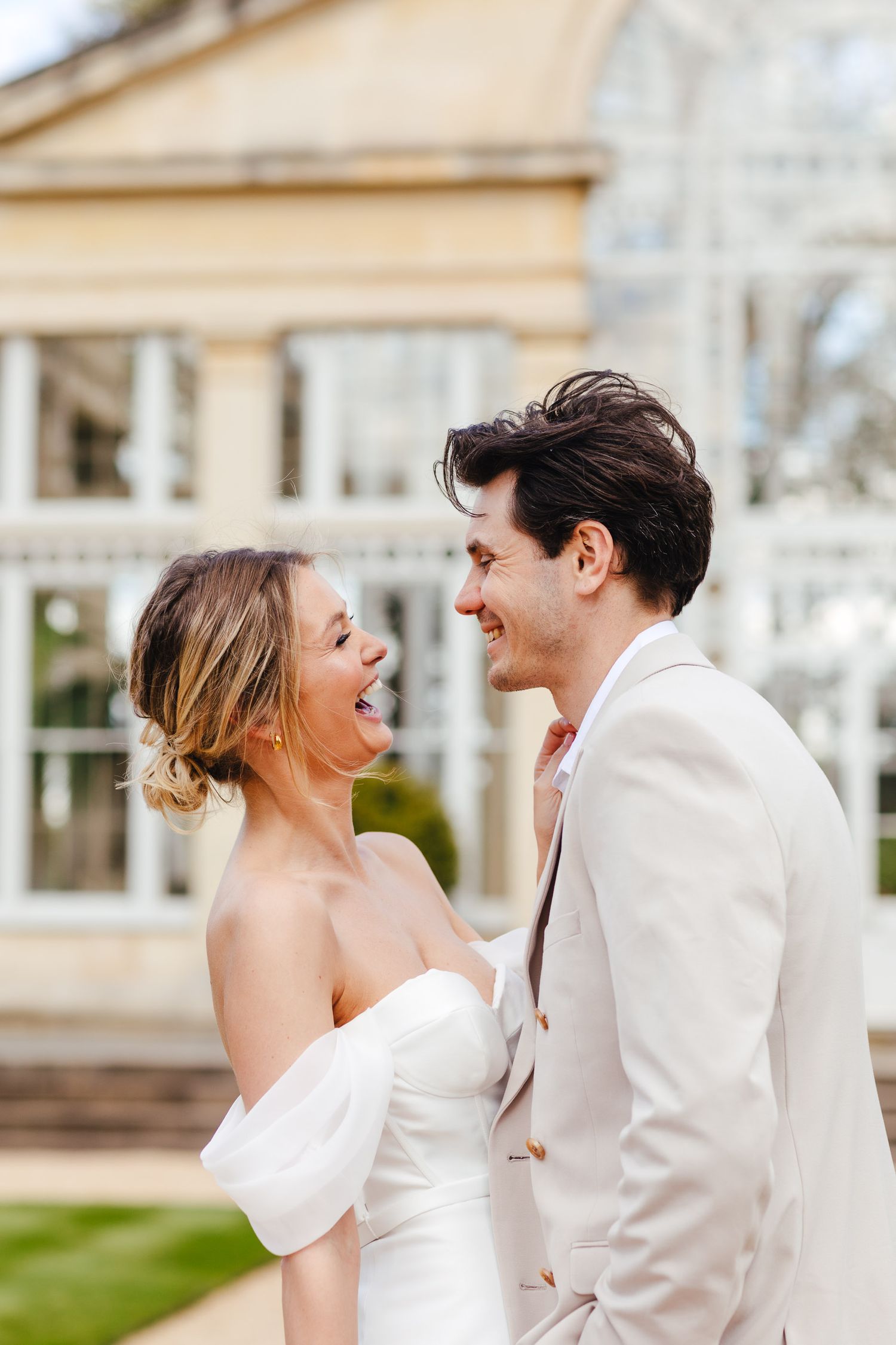 Romantic couple portrait at Syon Park London, timeless spring wedding photography at luxury London venue