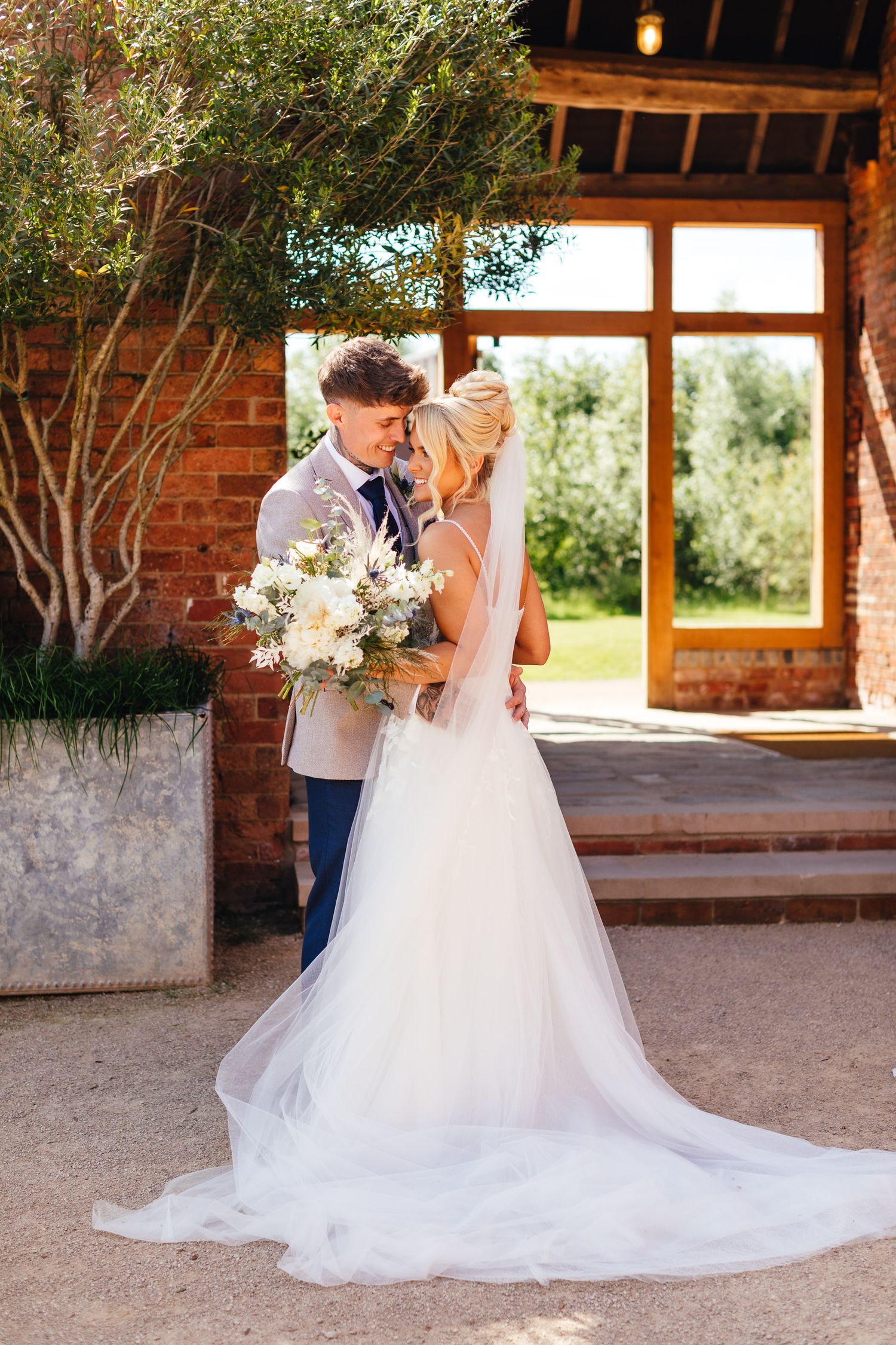 Grangefields Derbyshire summer wedding photography, romantic bride portrait at this exclusive East Midlands venue