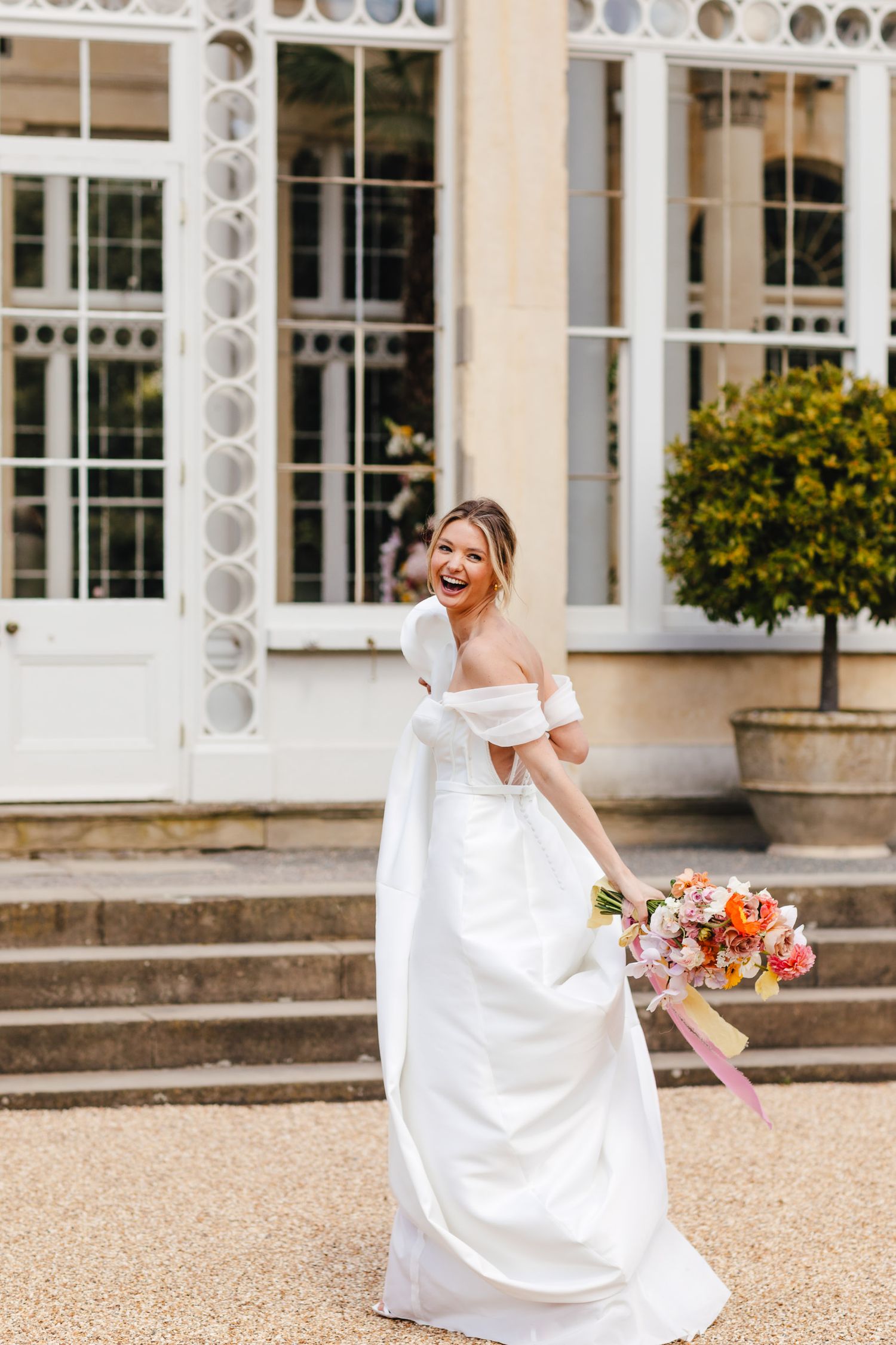 Elegant bride portrait at Syon Park London, romantic spring wedding photography at historic London venue