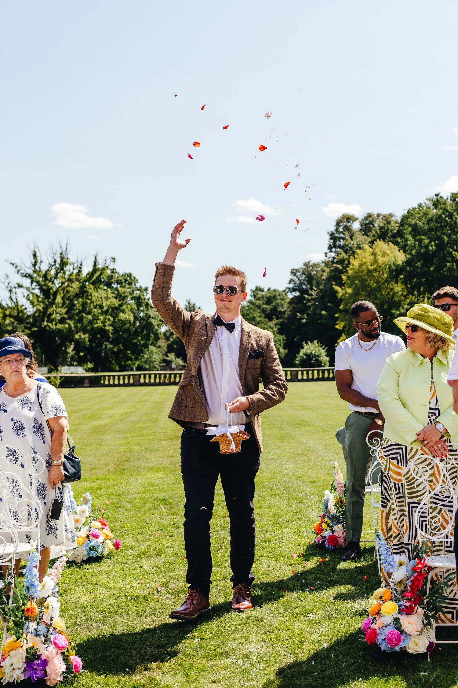Outdoor ceremony moment at Bosworth Hall Warwickshire, documentary wedding photography