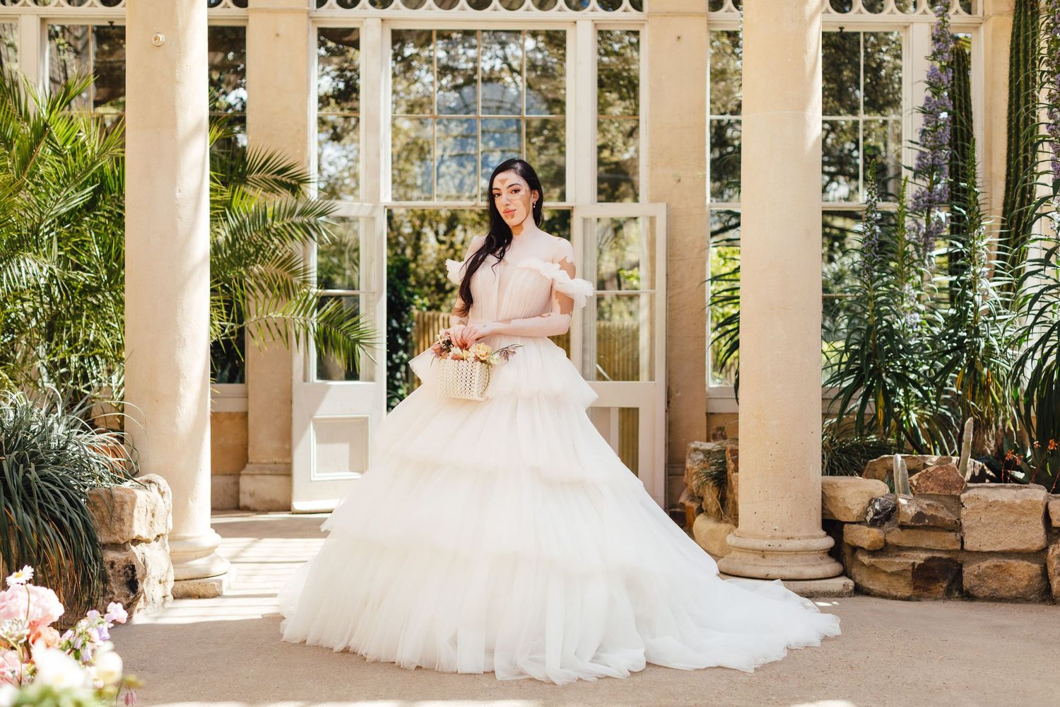Bride portrait at Syon Park London, luxury spring wedding photography with elegant architectural backdrop
