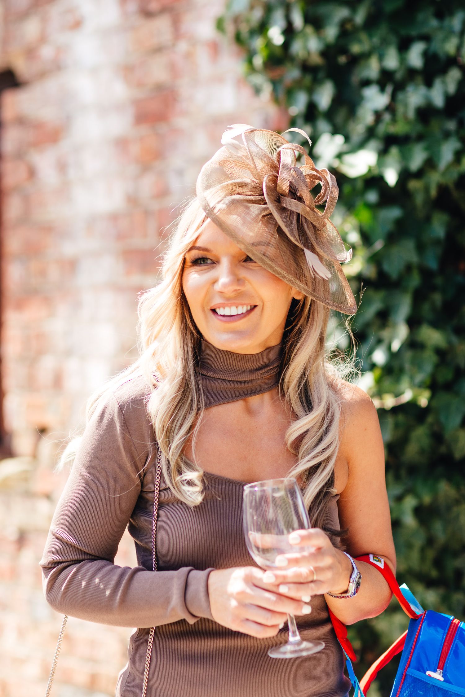The Normans York wedding photography, stylish wedding guest portrait at luxury North Yorkshire barn venue