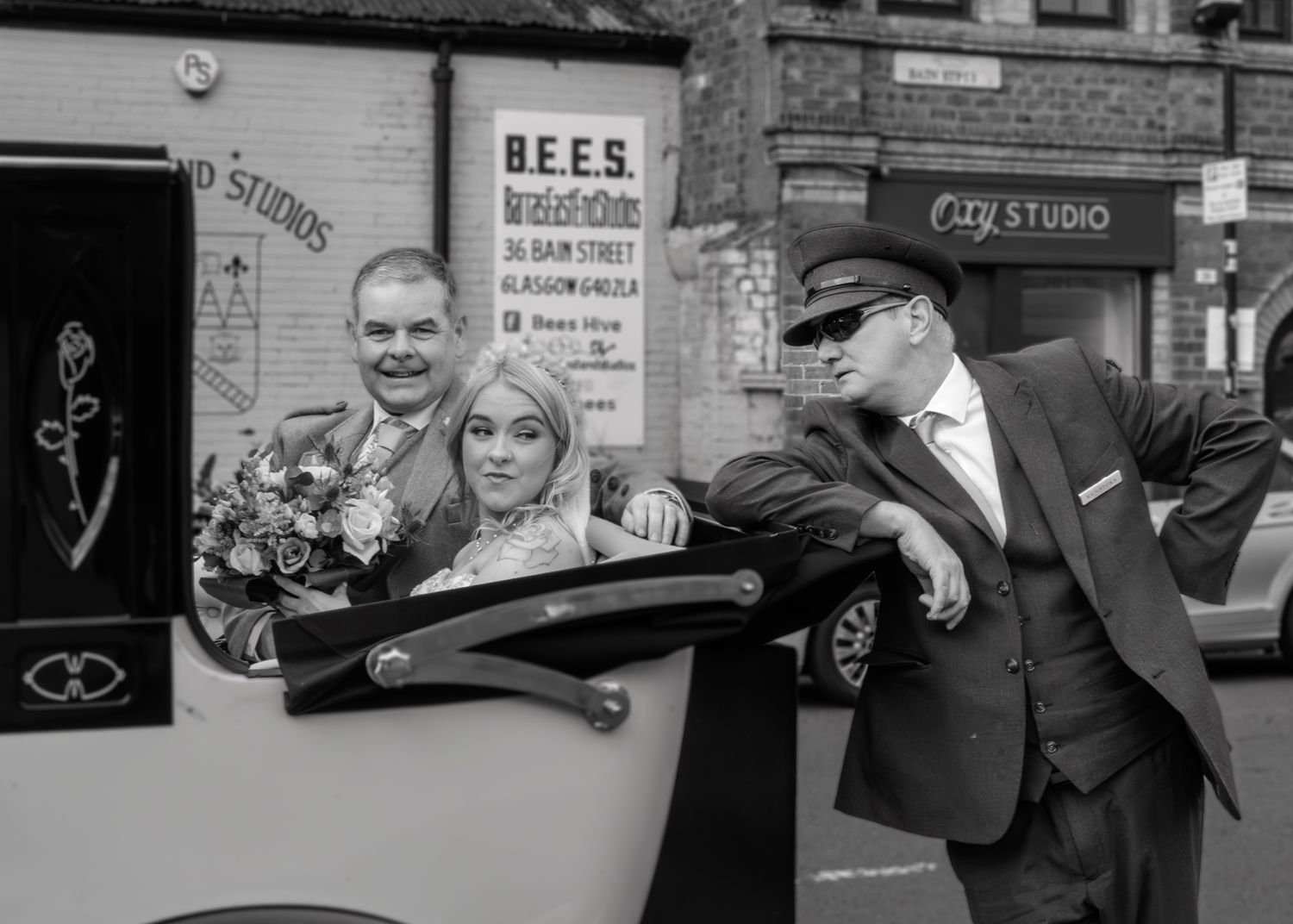 Stuart from Rennicks adding fun to the day Glasgow Wedding Photographer