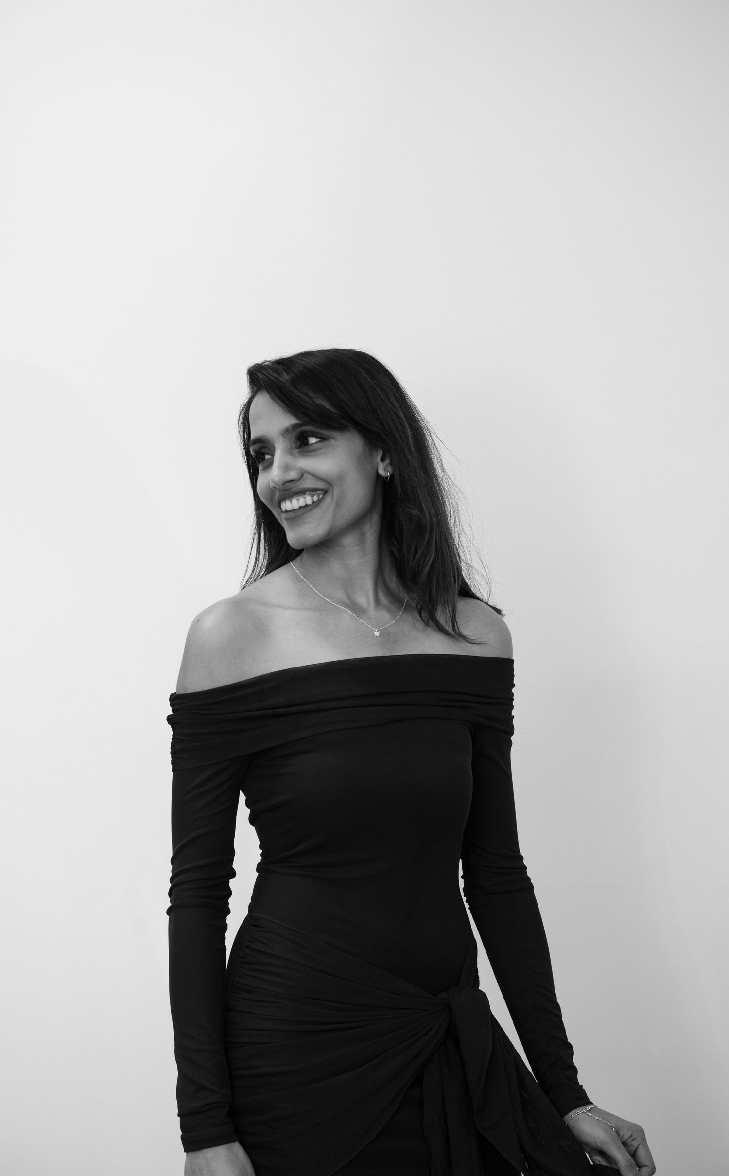 Model in black and white posing