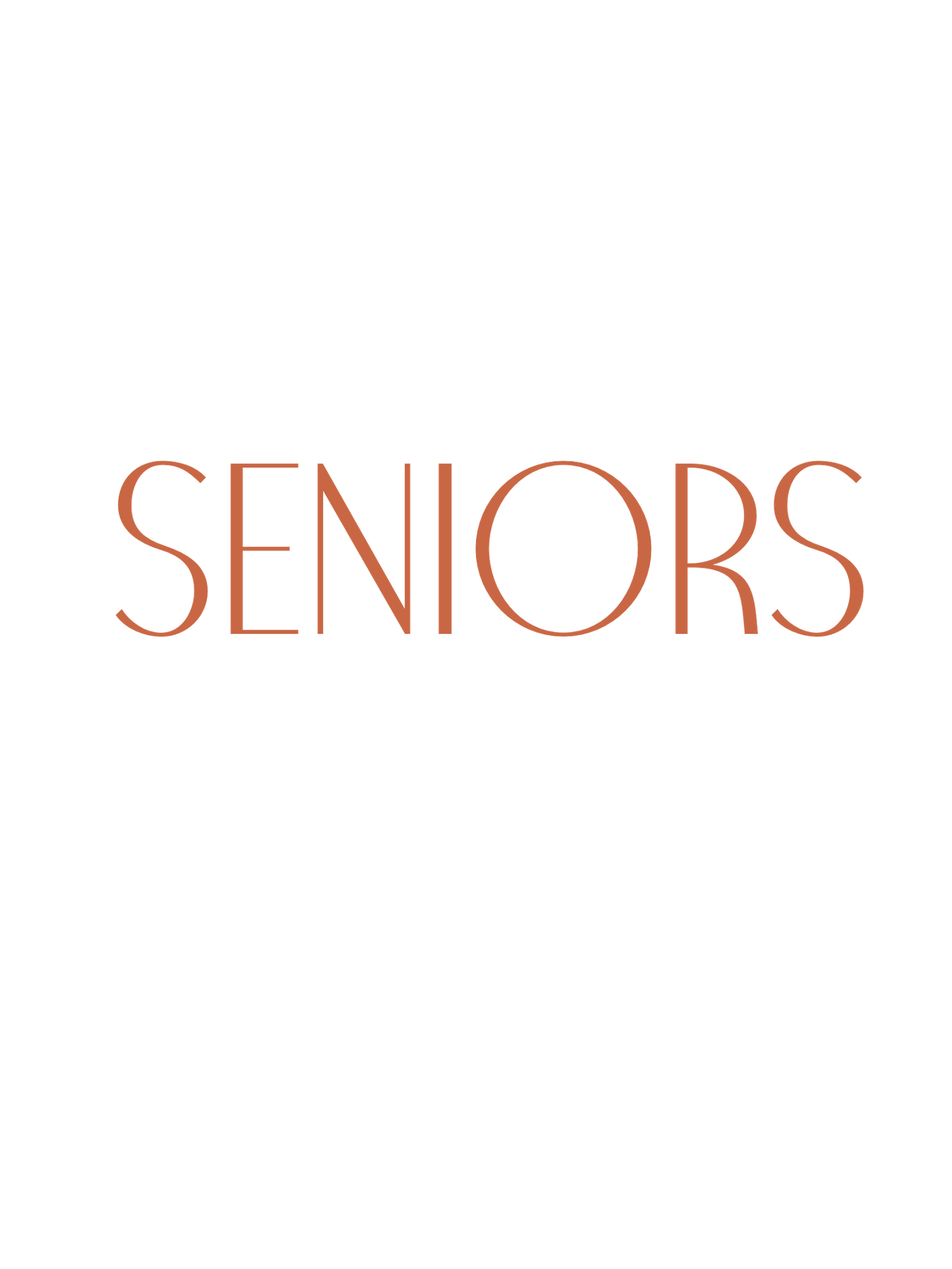 Typography showing the word 'SENIORS' in an elegant serif font style.