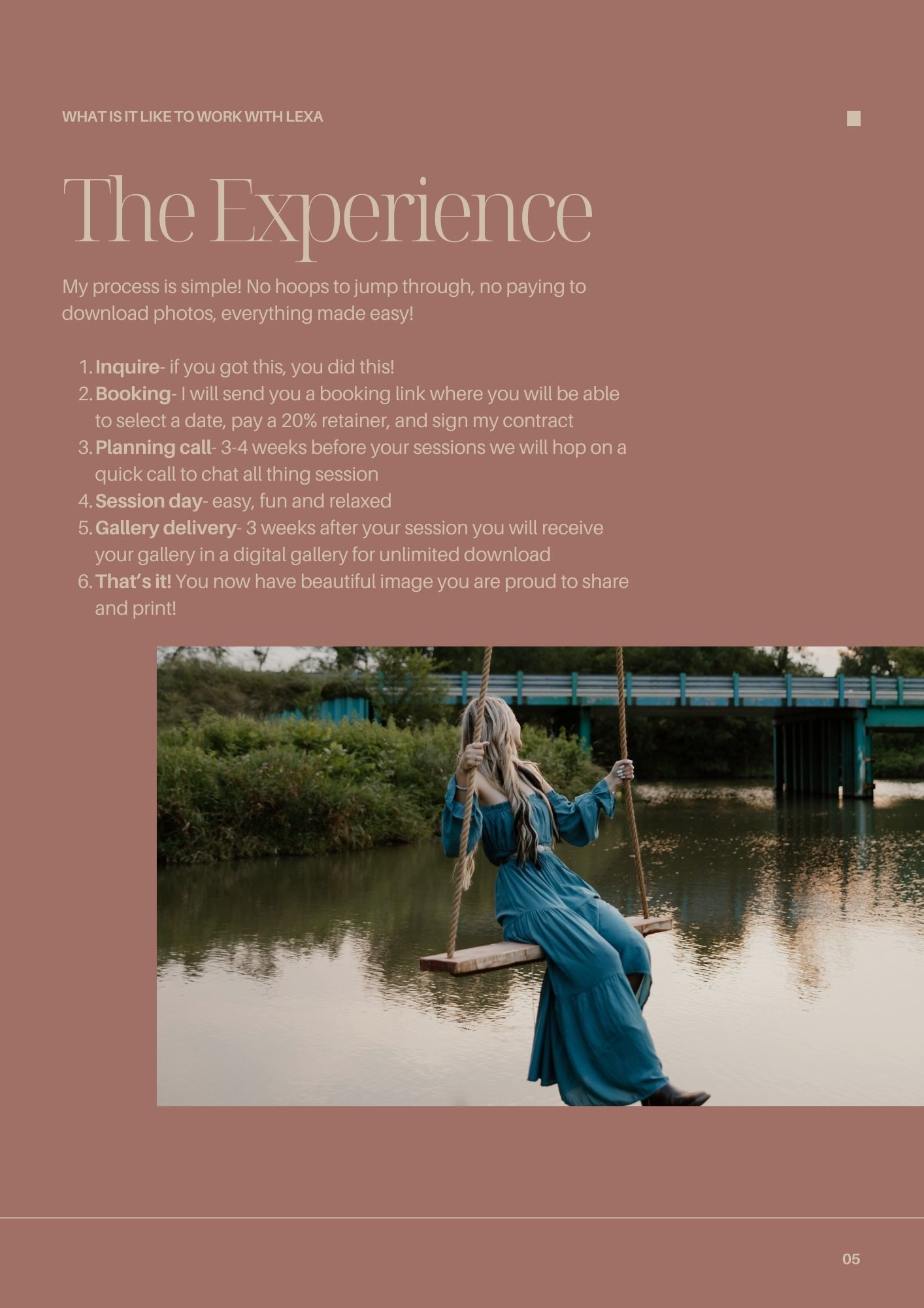 A collection of professional photography website design mockups showing portfolio layouts with lake and nature scenes.