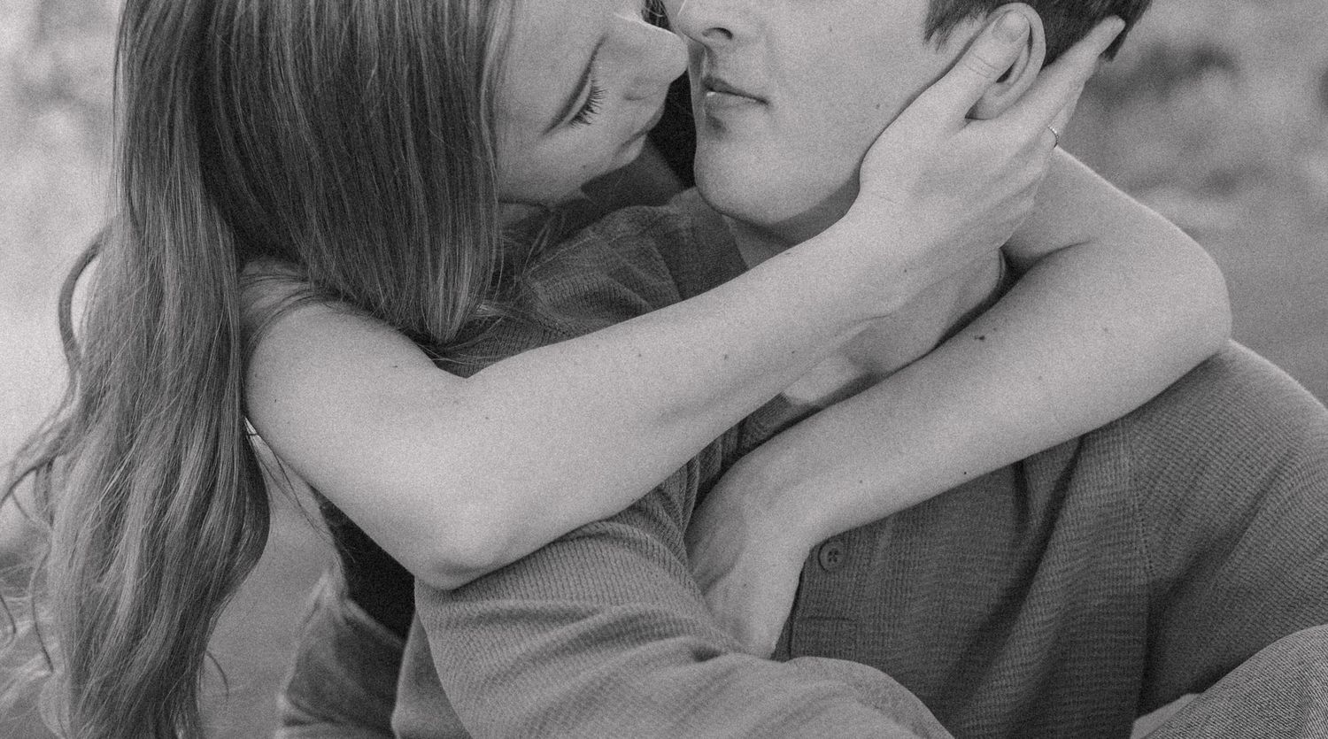 Black and white intimate couple portraits showing tender moments.