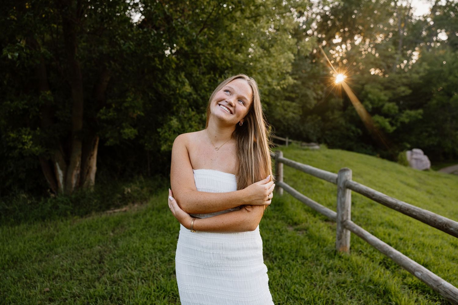 Outdoor photography series with rustic wooden fence and natural lighting.