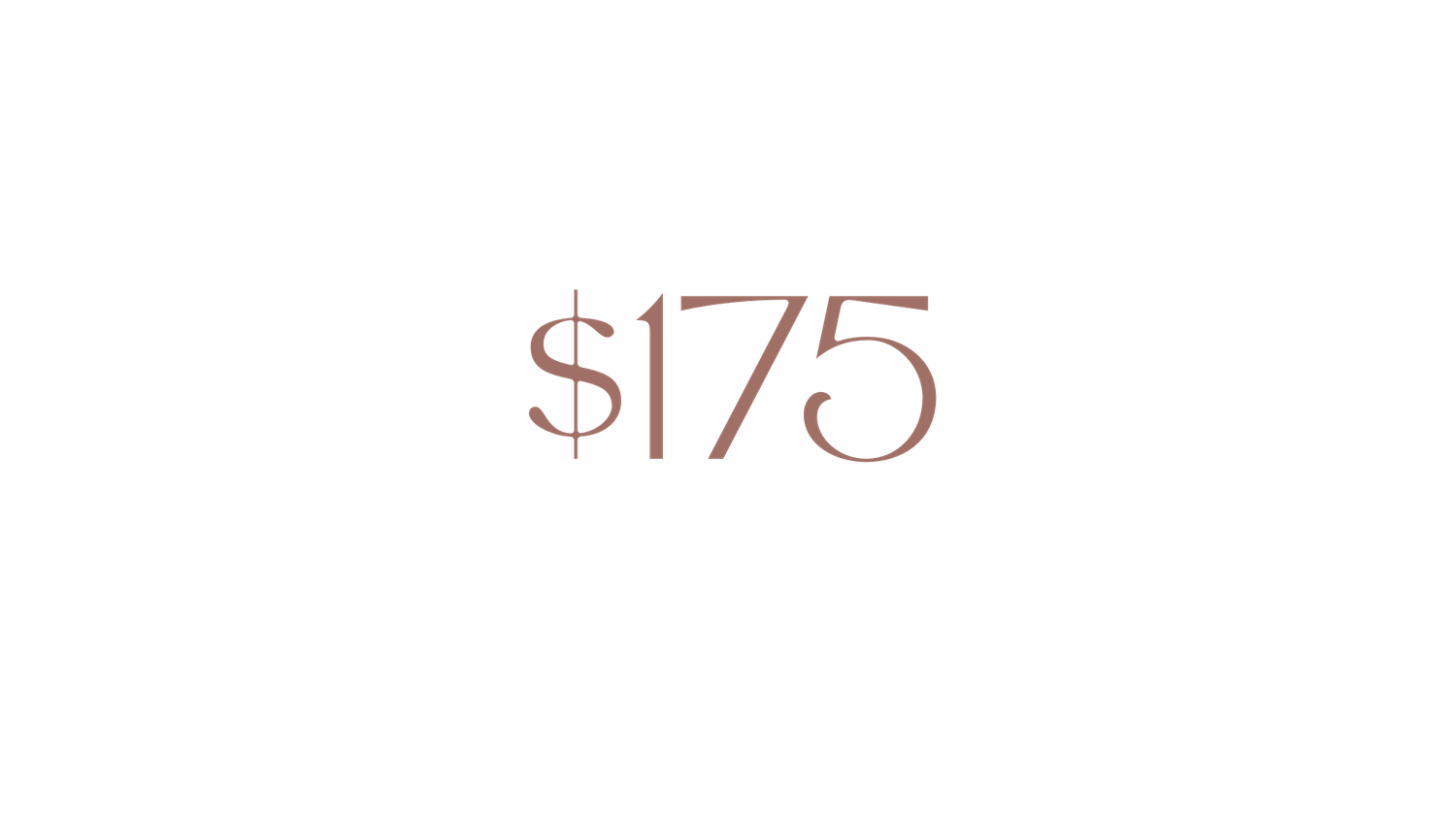 Price text showing '$175' in rose gold typography.