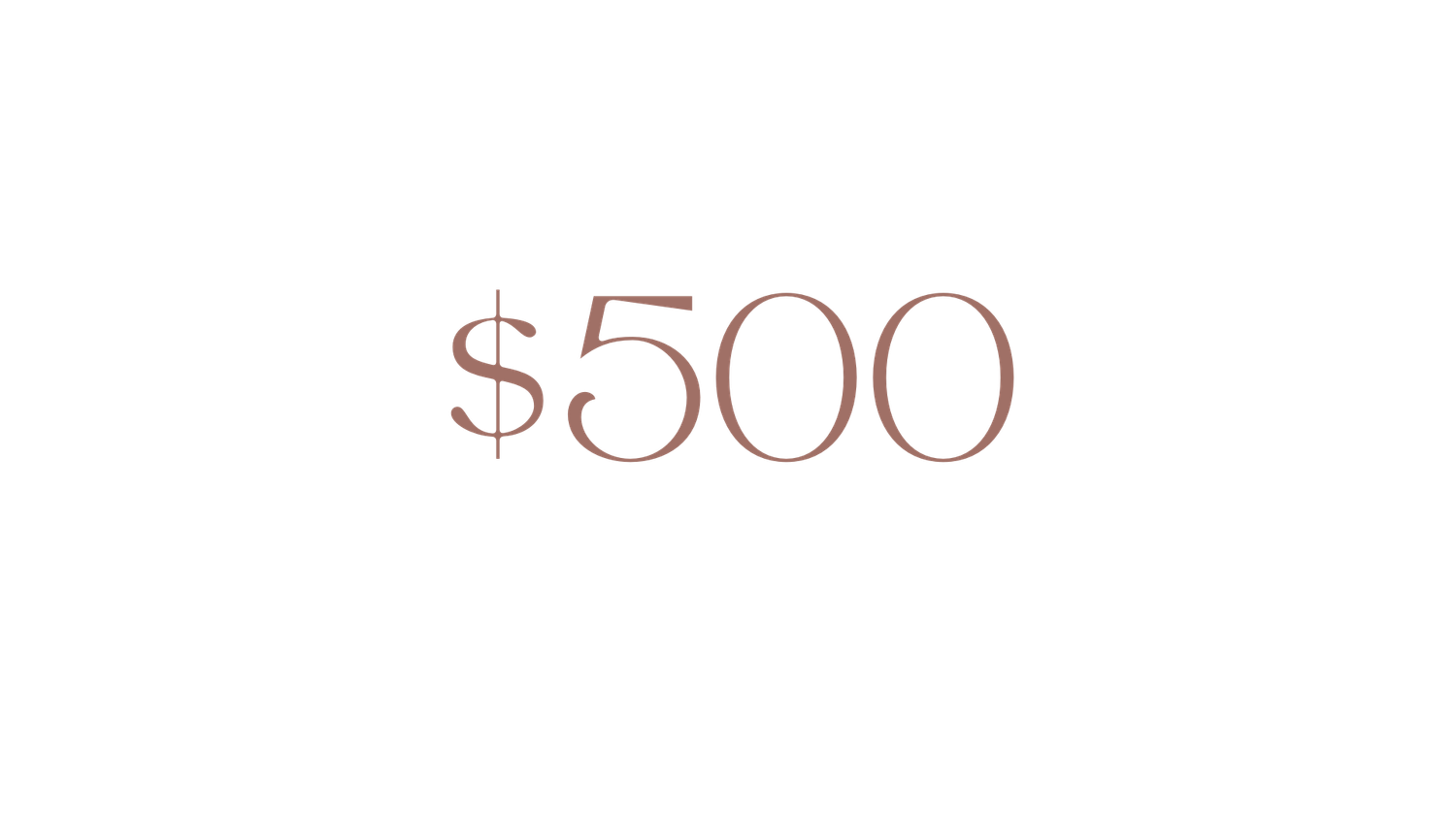 Price text displaying $500 in a sophisticated rose-colored font.