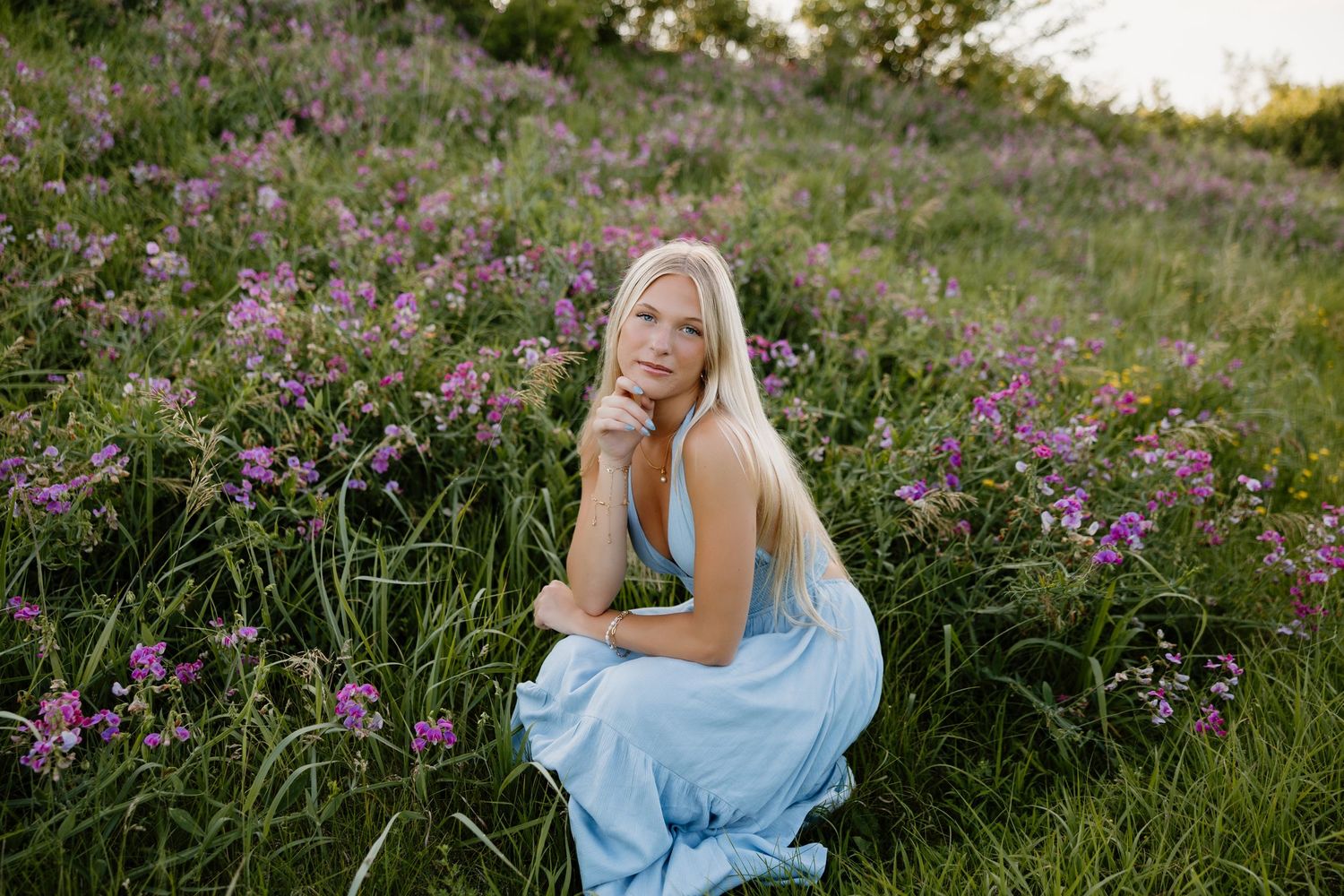 Nebraska high school senior, purple wildflowers