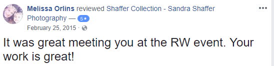 Short Facebook review complimenting photography work after an RW event meetup.