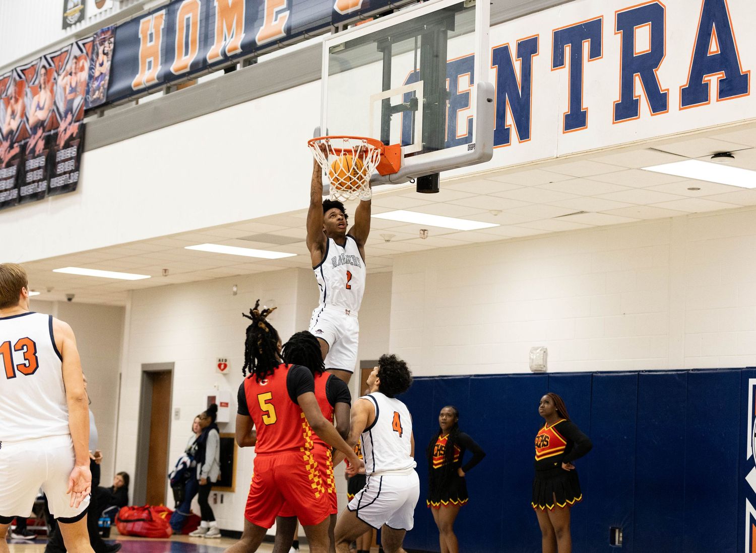 Basketball player dunks the ball in a game played in Northeast Georgia.