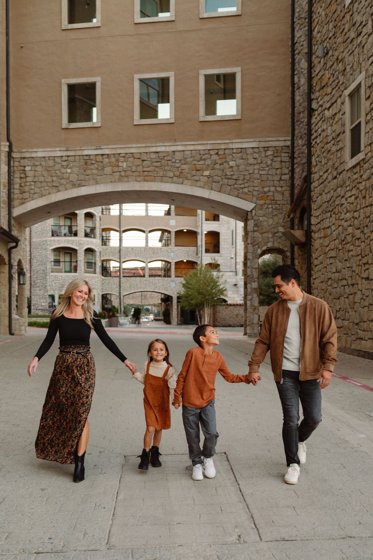Candid family photo for fall family photo session in DFW, Texas
