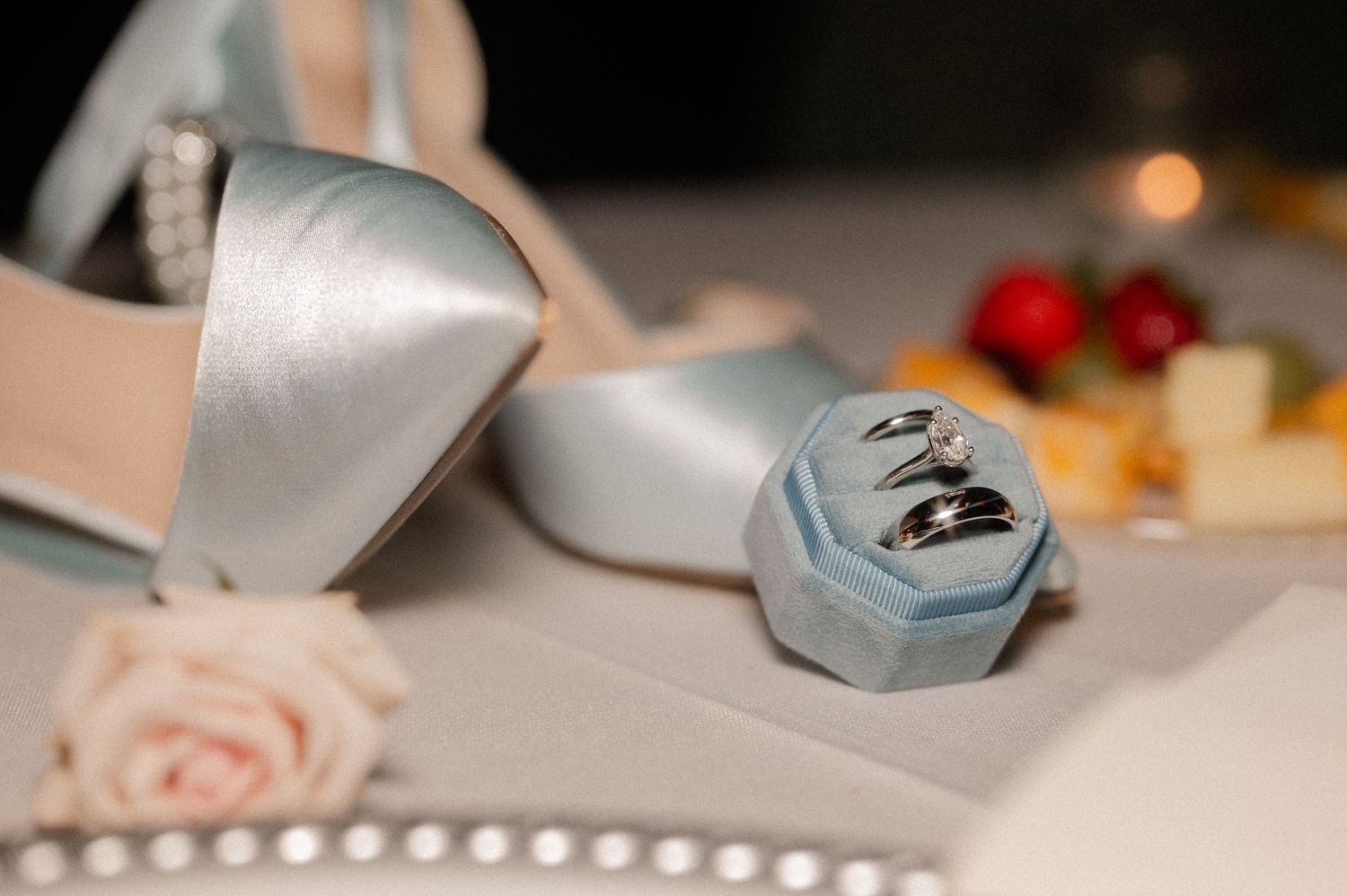 Editorial wedding details photo during late night reception in Dallas, Texas