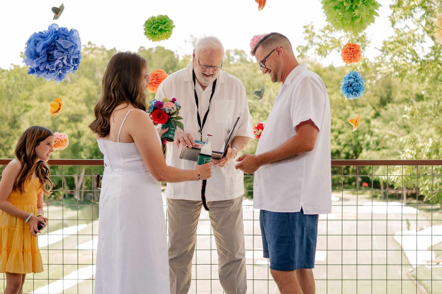 Close up photo of bride and groom moments before their intimate summer wedding ceremony in McKinney, Texas