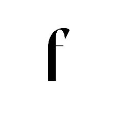Bold black lowercase letter F in an elegant serif font on a white background.