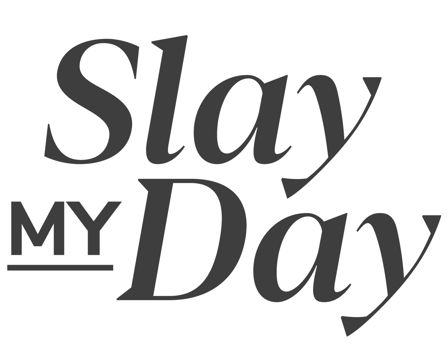 Slay My Day bold italic logo in dark gray typography on white background.