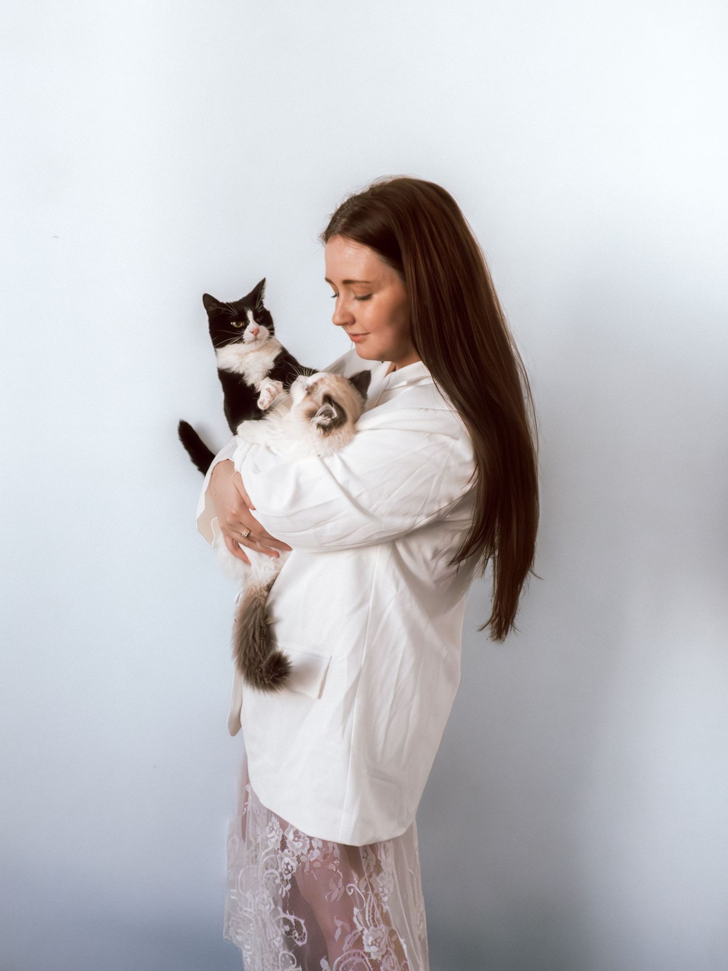 Andi and her cats.