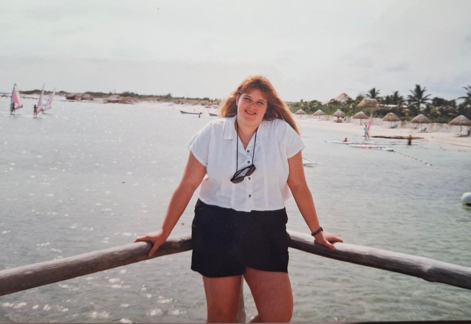 Andi's mom in a vintage film photo on her honeymoon.