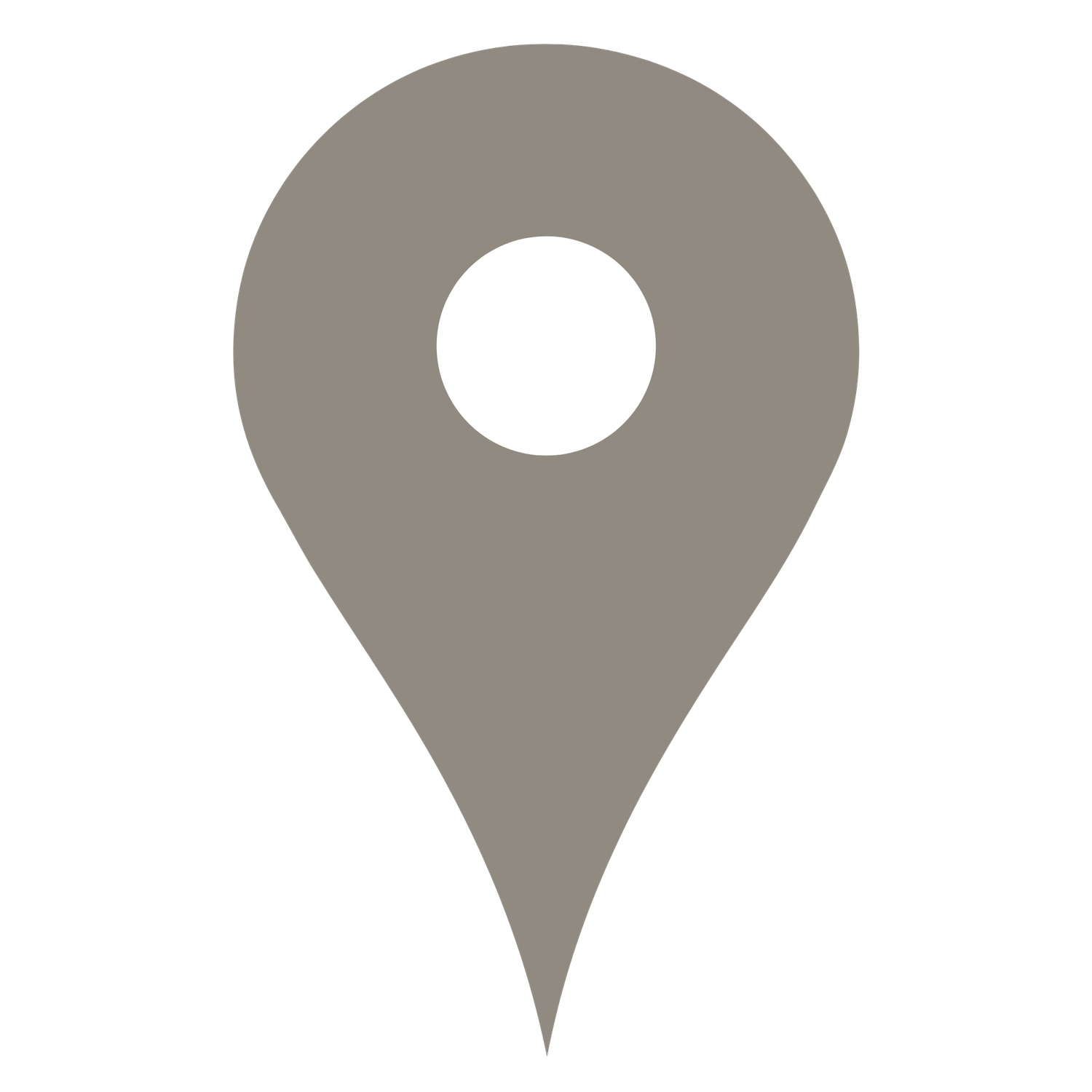 Gray map pin location marker icon on white background for navigation and GPS applications.