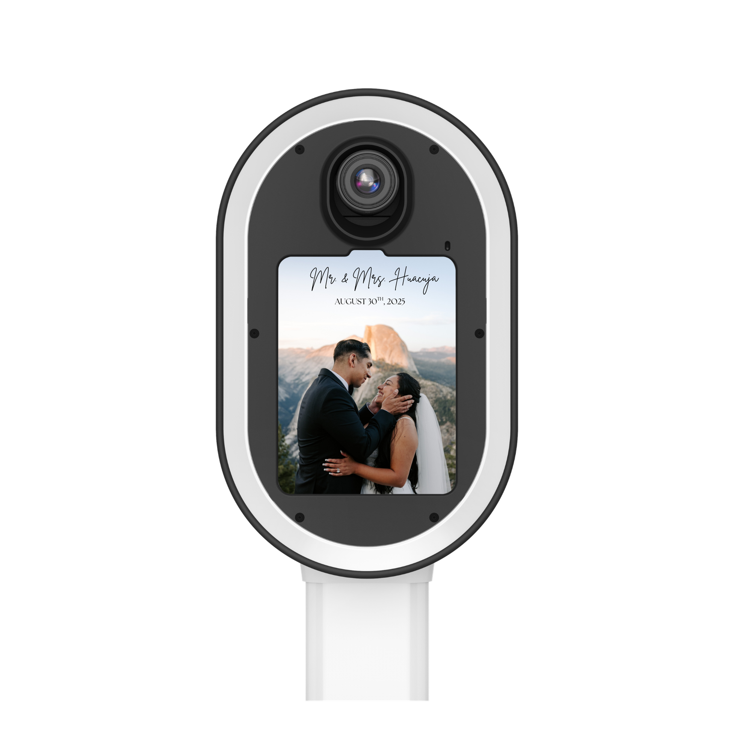 A collection of five circular security camera images showing different views of a smart home monitoring system.