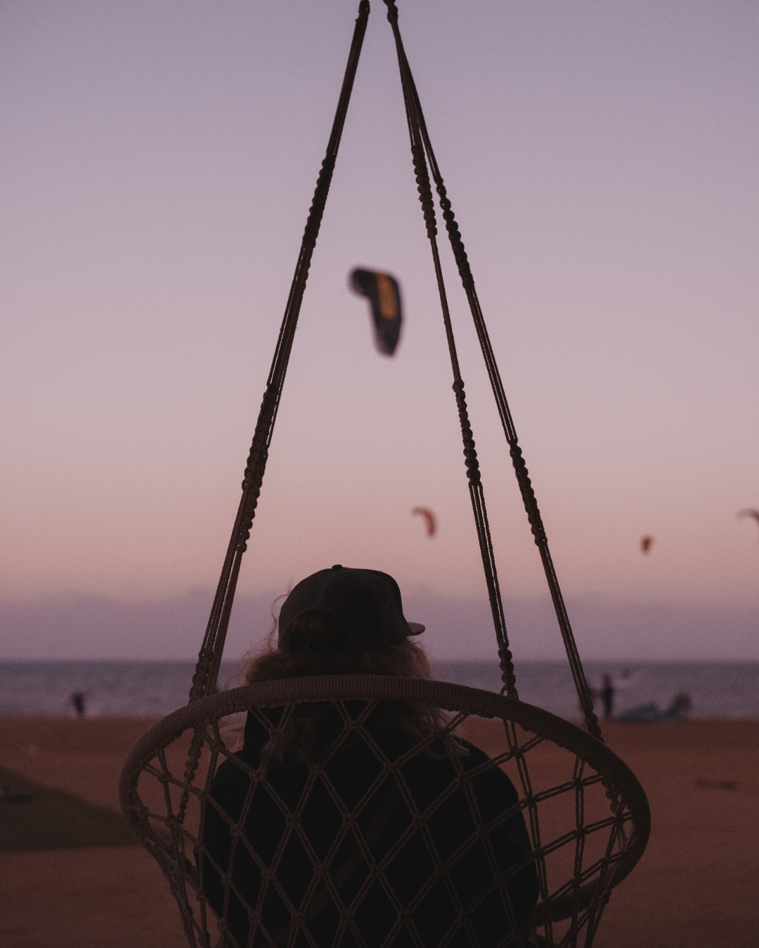Kitesurf scene at sunset in El Gouna, Egypt