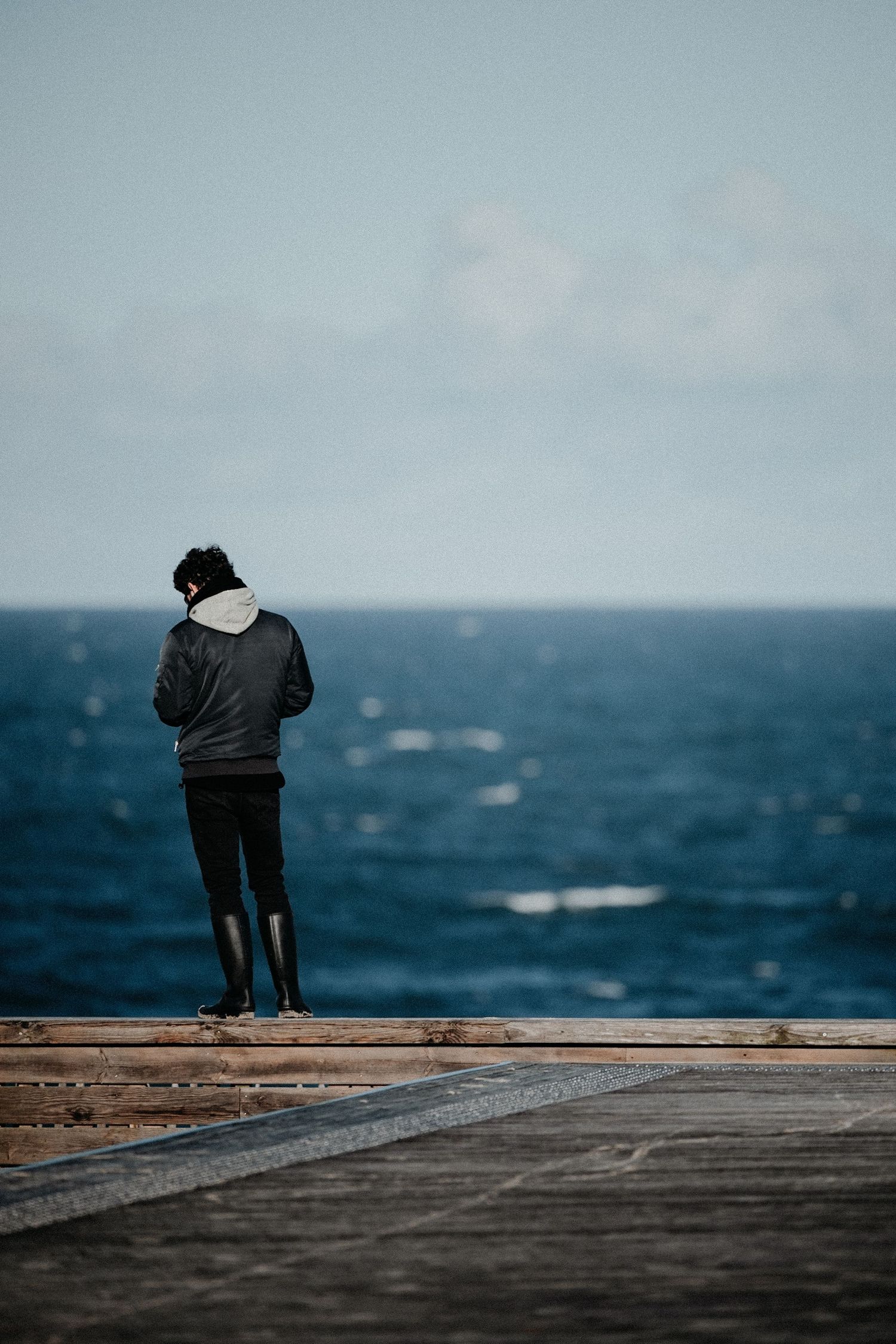 Portrait of a man outdoors at the ocean in France