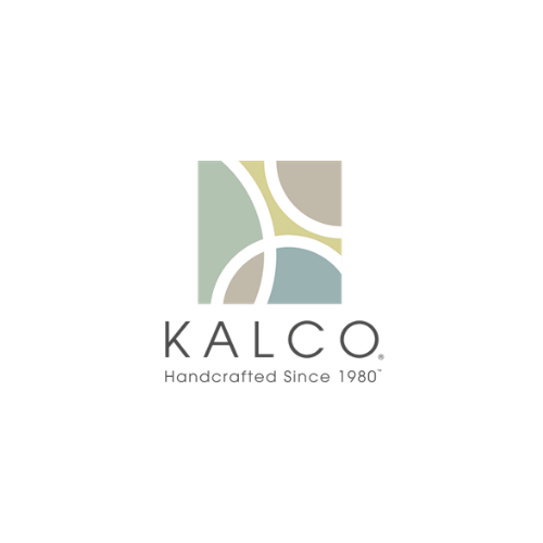 Kalco Handcrafted Since 1980 logo with colorful mosaic tile square icon on white background.