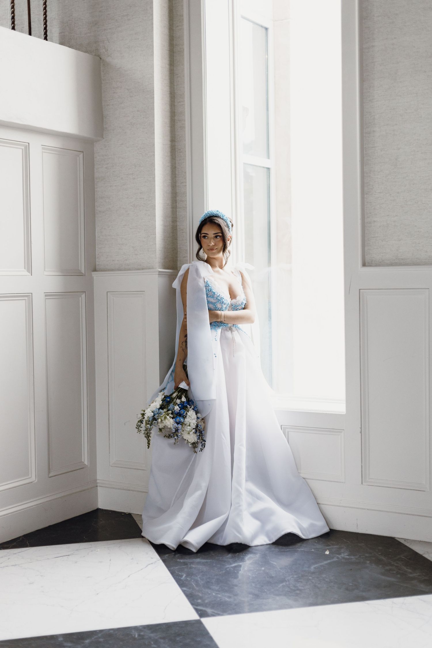 Bride portrait, editorial setting, Elkins estate