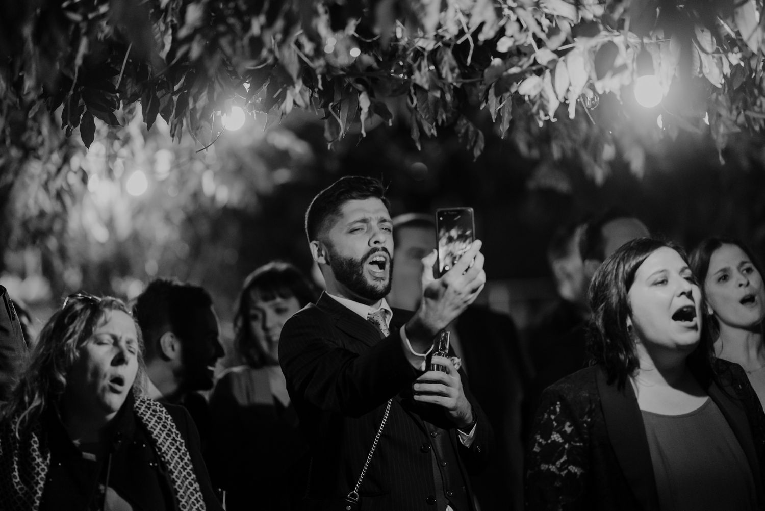 Wedding guests celebrating together during an intimate Porto wedding