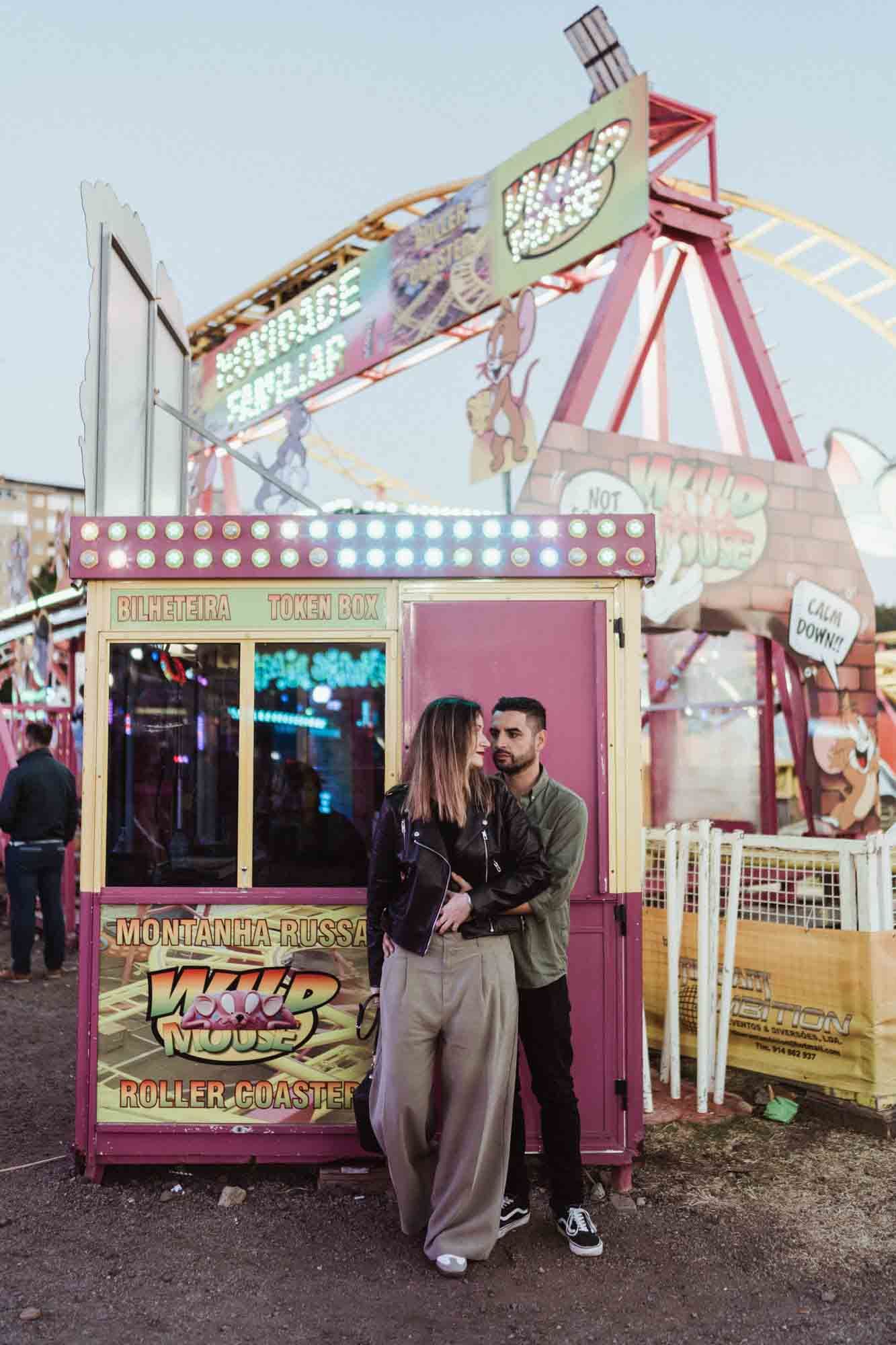 Lisbon wedding photographer capturing candid engagement moment