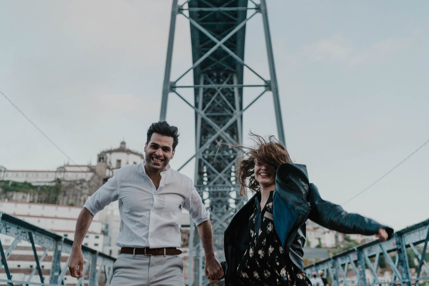 Cinematic wedding video team filming candid reception moments in Portugal
