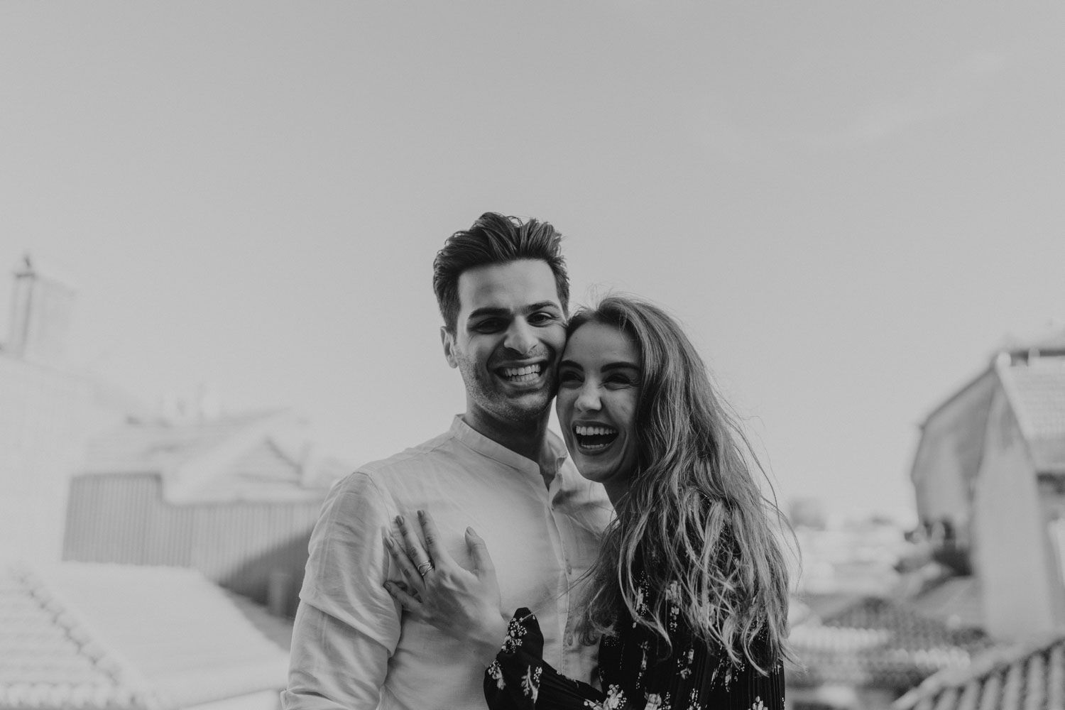 Fun and spontaneous couple shoot near Dom Luís I Bridge, Porto