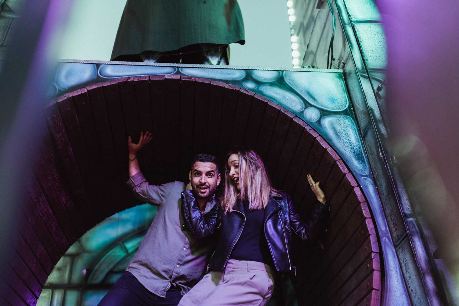 Spontaneous moment frozen by a documentary-style wedding photographer in Lisbon