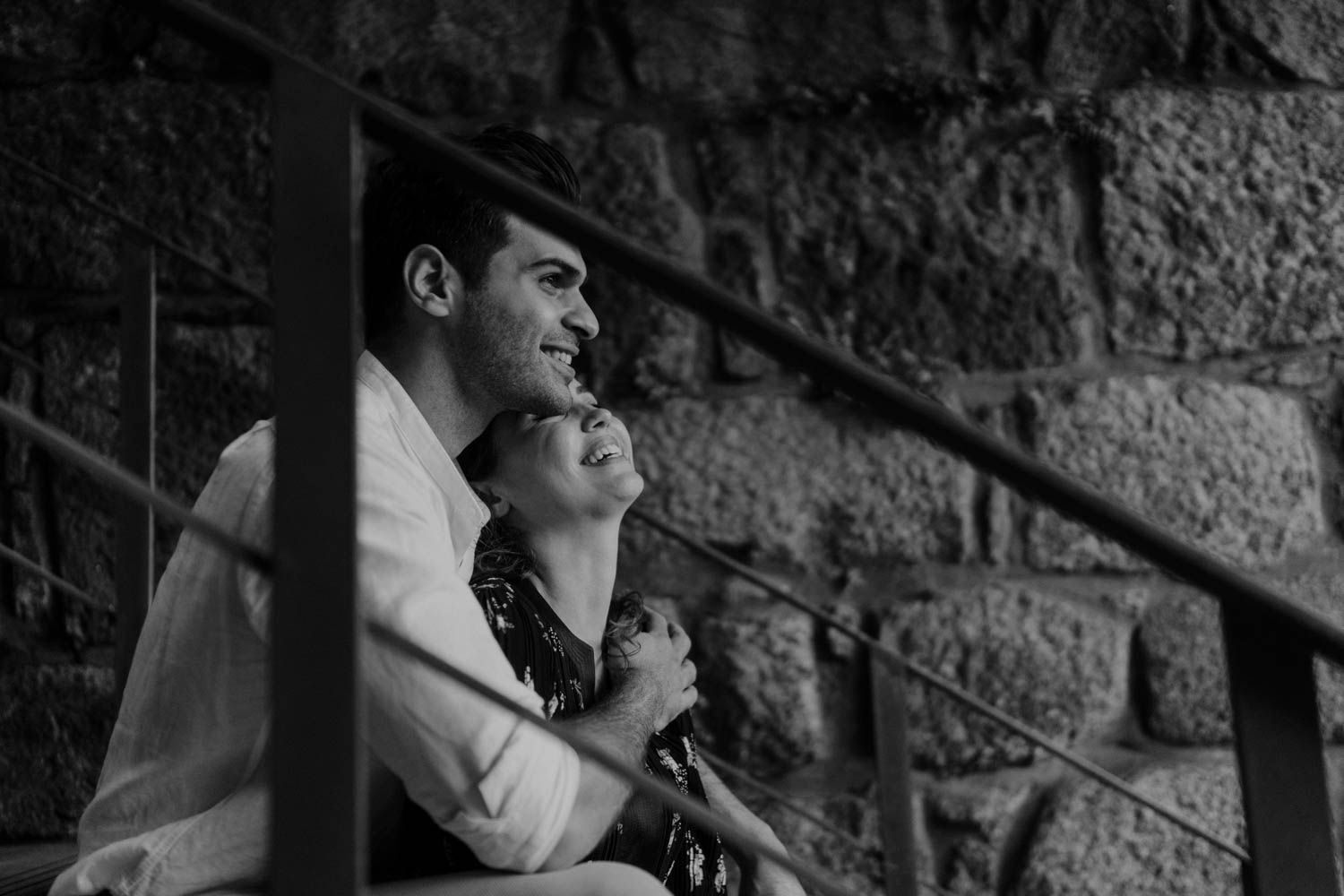 Cinematic wedding video team filming candid reception moments in Portugal