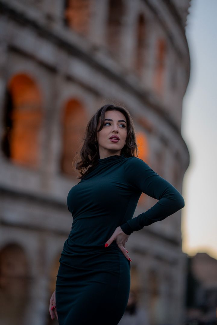 Portrait photography overlooking the Colosseum in Rome, Italy