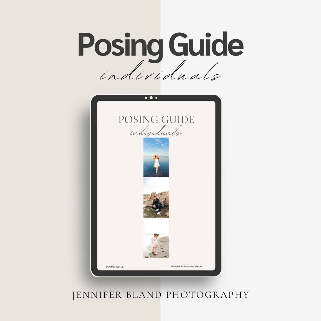 Digital tablet displaying a posing guide for individual photography sessions.