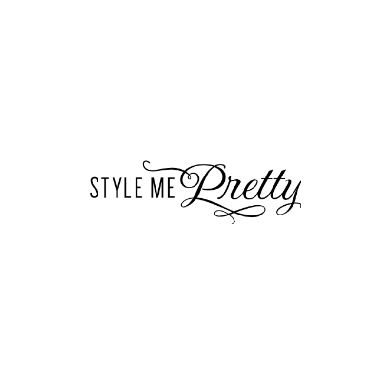 Style Me Pretty logo featuring elegant script and sans-serif typography in black on white background.