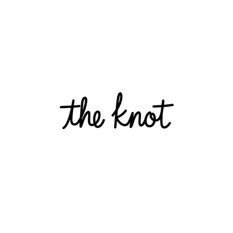 The Knot logo displayed in elegant black cursive script on a clean white background.