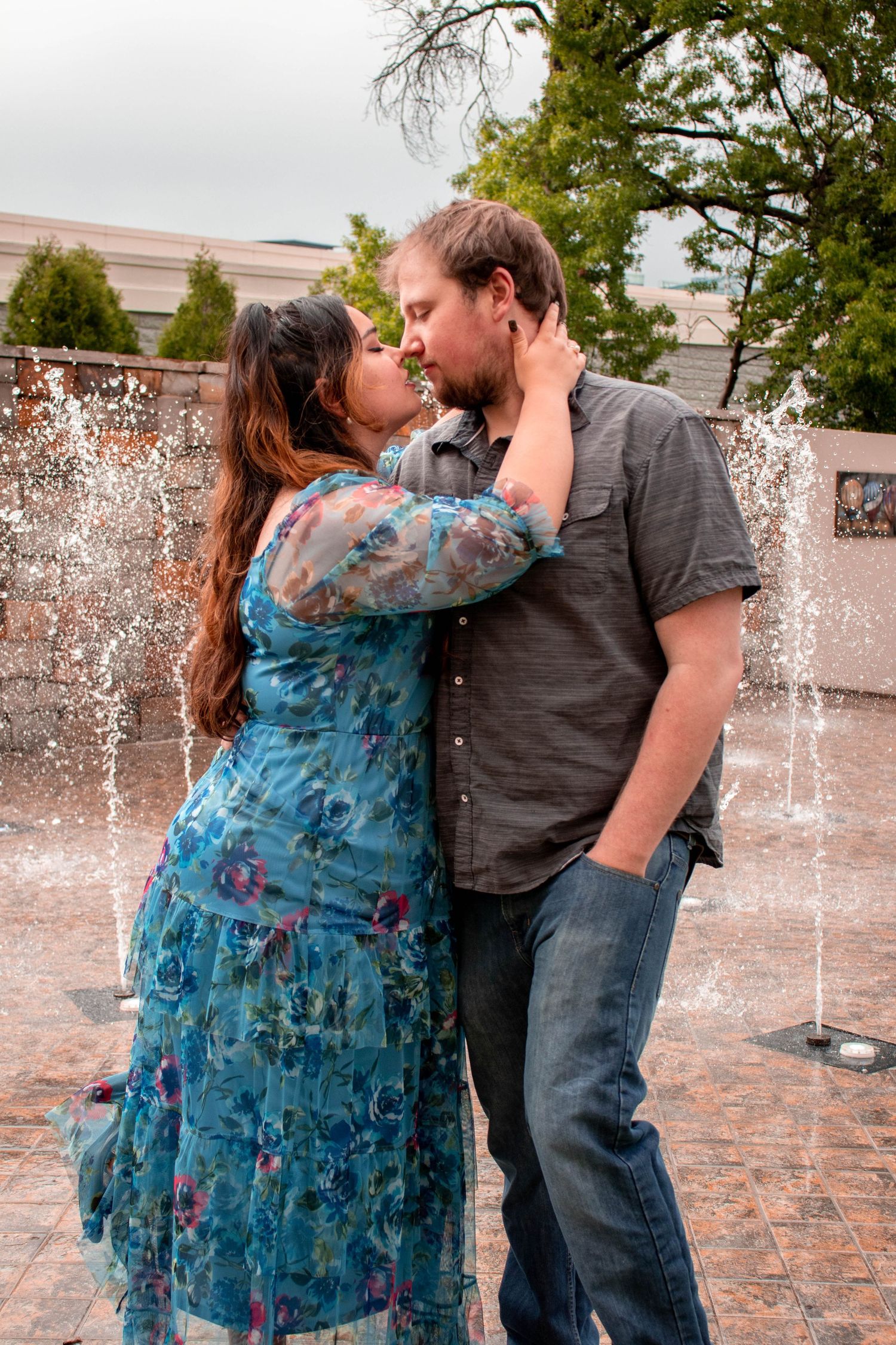 Couple smiling together during an authentic engagement session with Tay Portraits Chattanooga best photographer