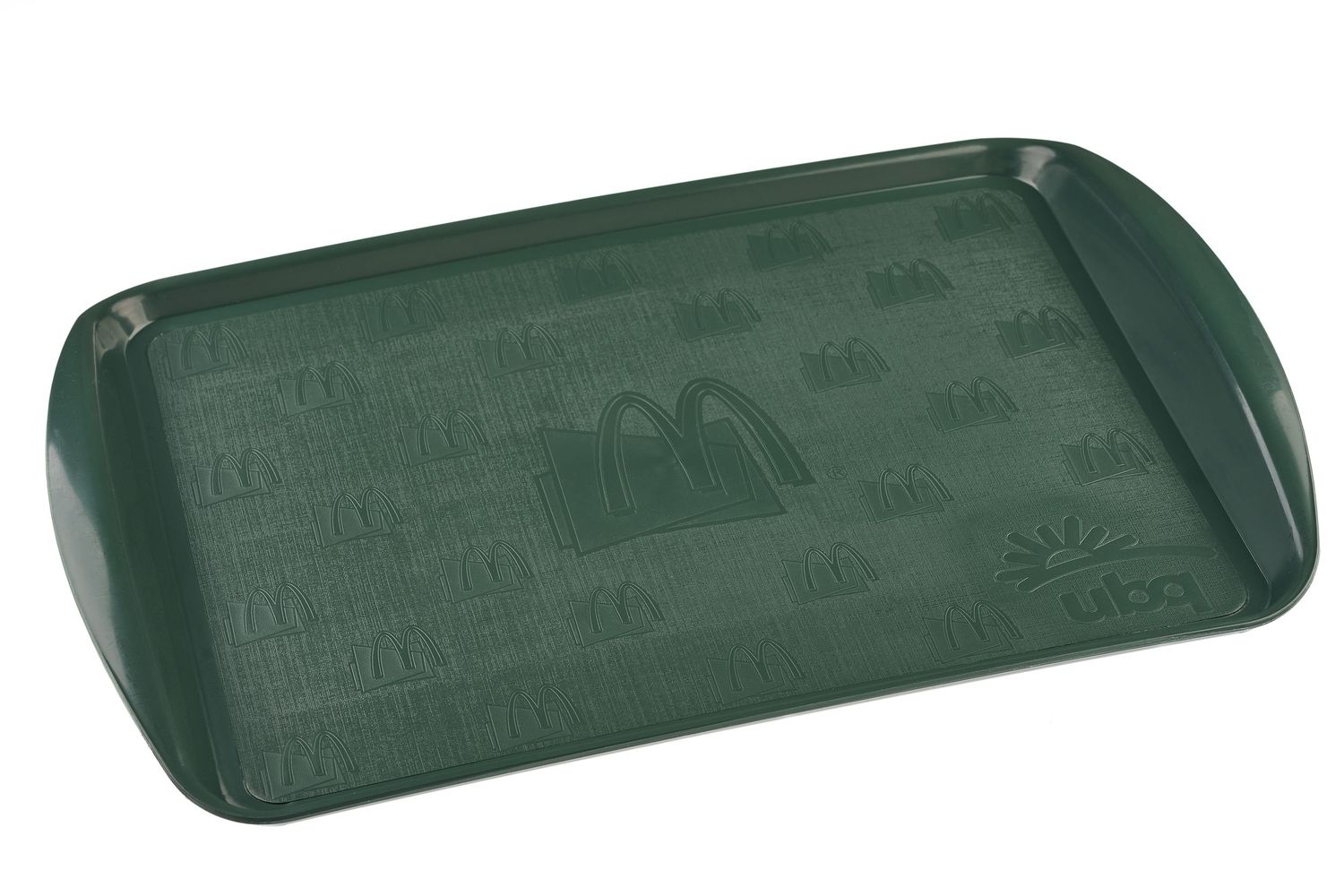 Three green plastic gardening tool trays of varying sizes arranged in a row with textured surfaces.