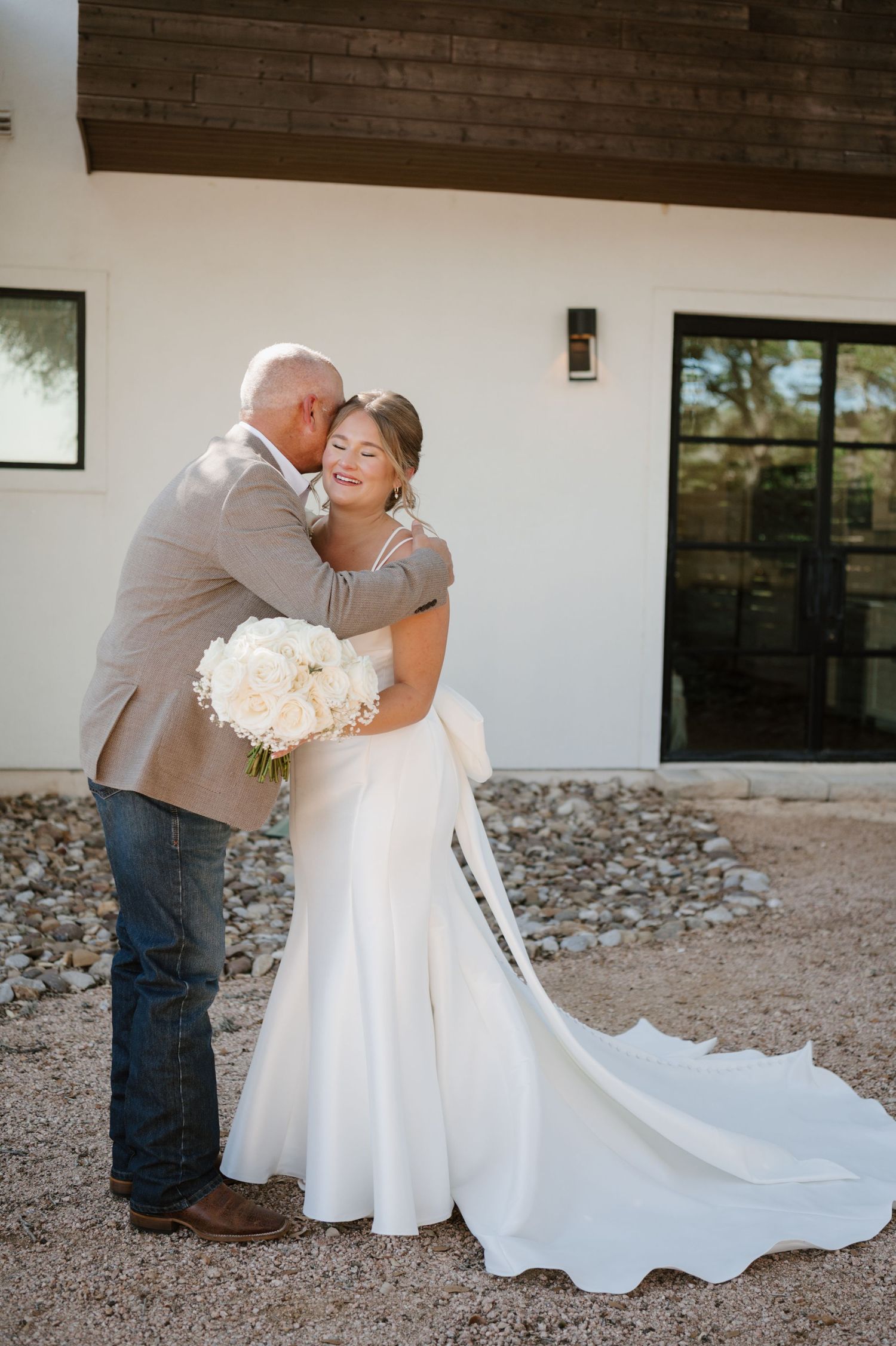 A series of romantic wedding photos showing a couple in a rustic outdoor setting.