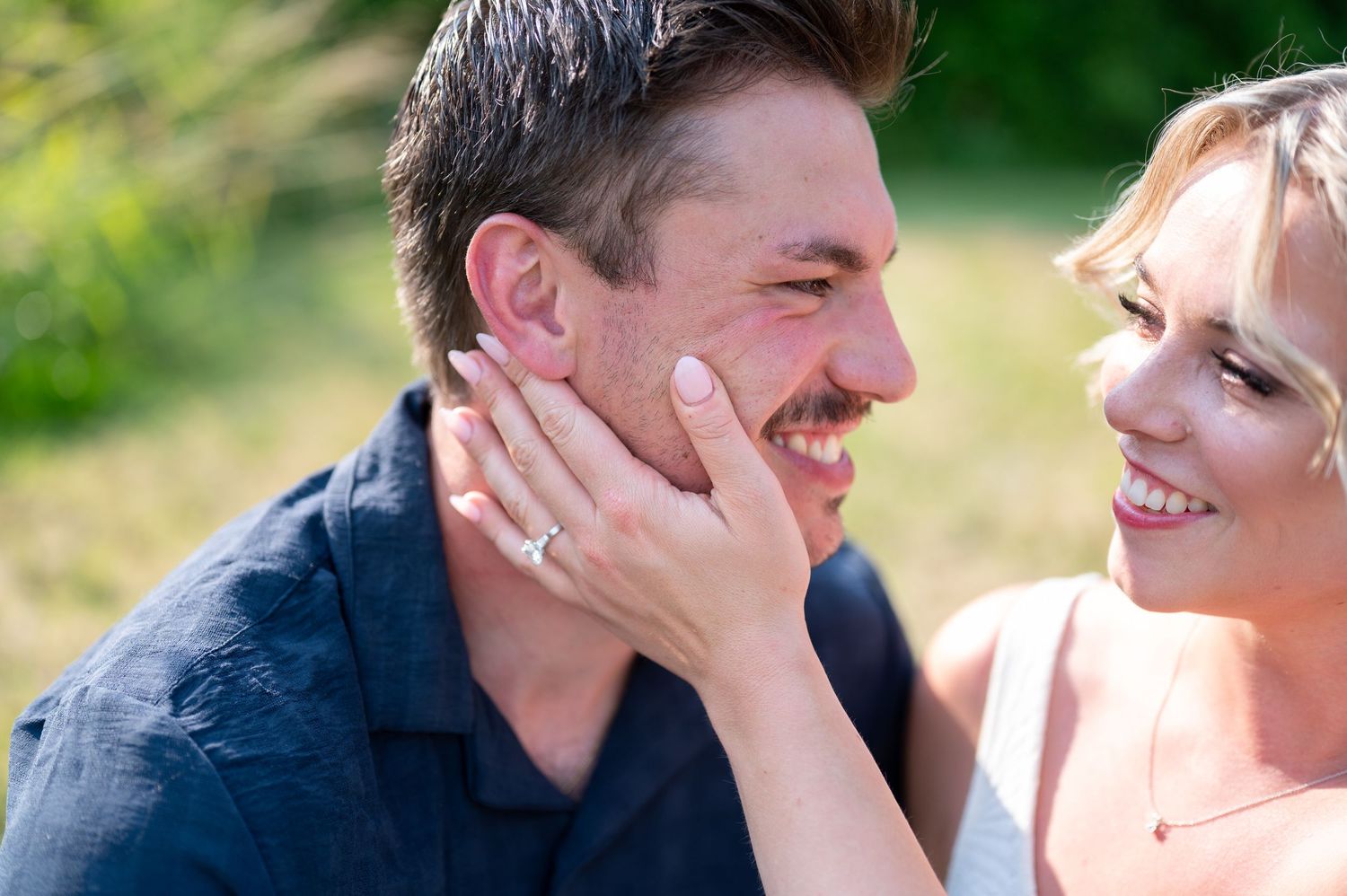A series of intimate close-up photos showing affectionate moments between two people.